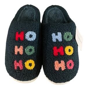NEW Christmas‎ Slippers Mules Womens 6-10 Ho Ho HO Green Nubby Holiday Nordic